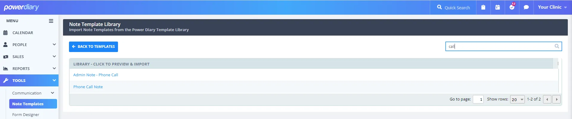Note template library in Zanda