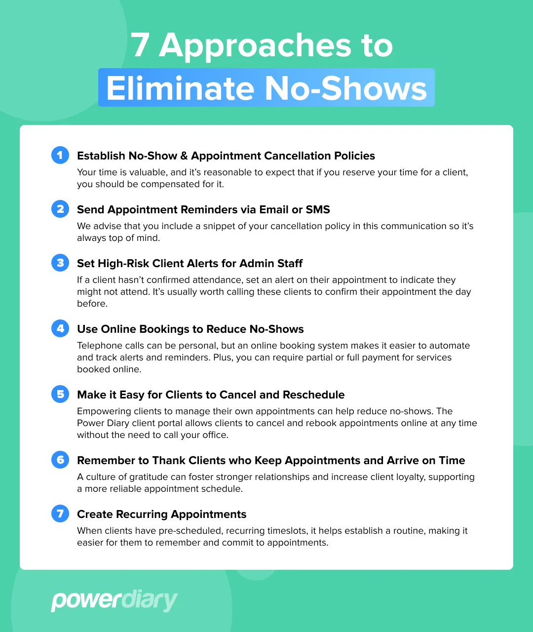 Approaches Eliminate No Shows