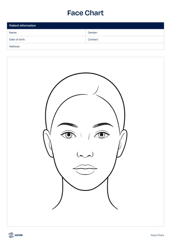 Preview of the Face Chart body chart template