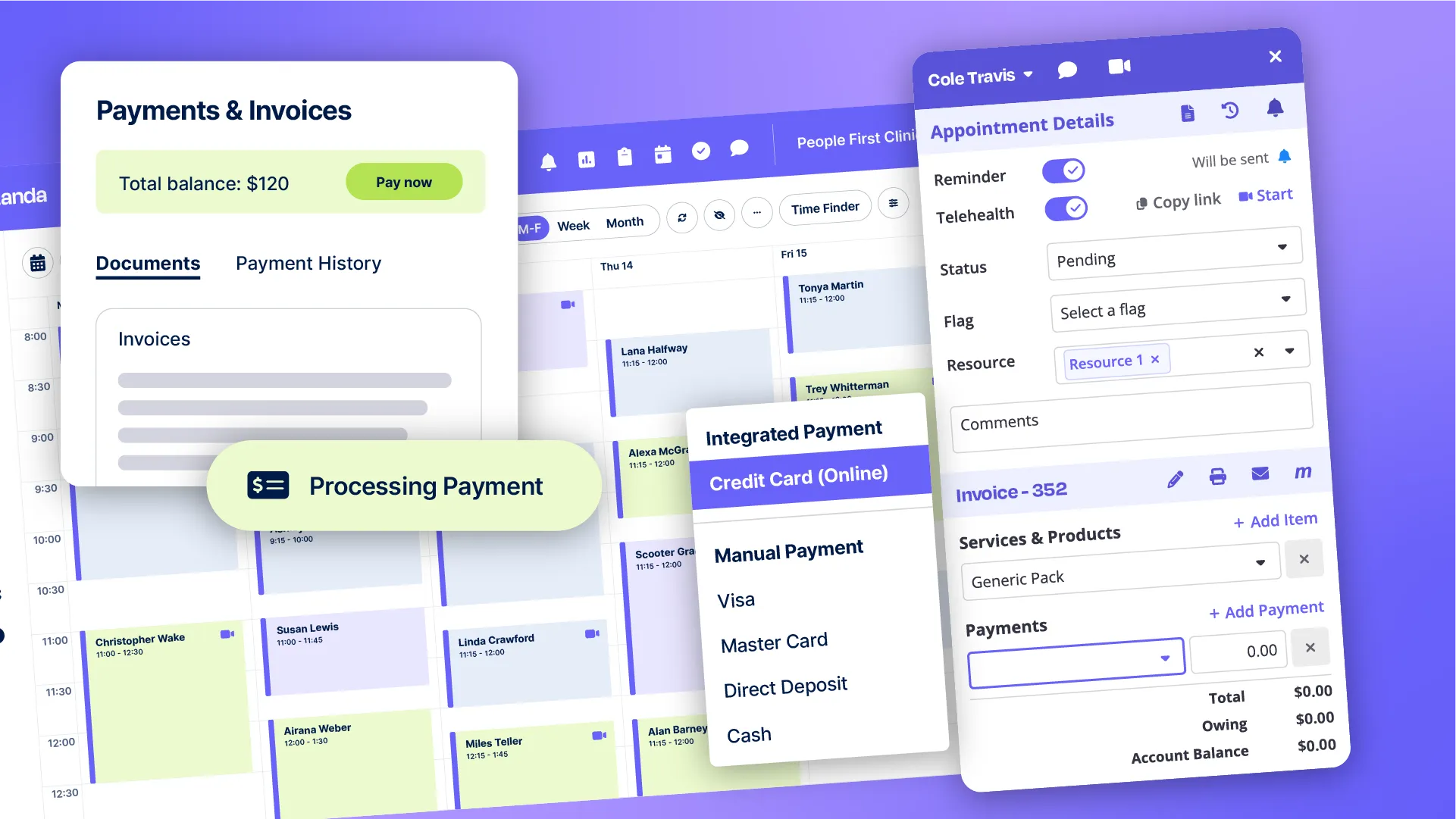 Zanda Payments & invoices screenshot