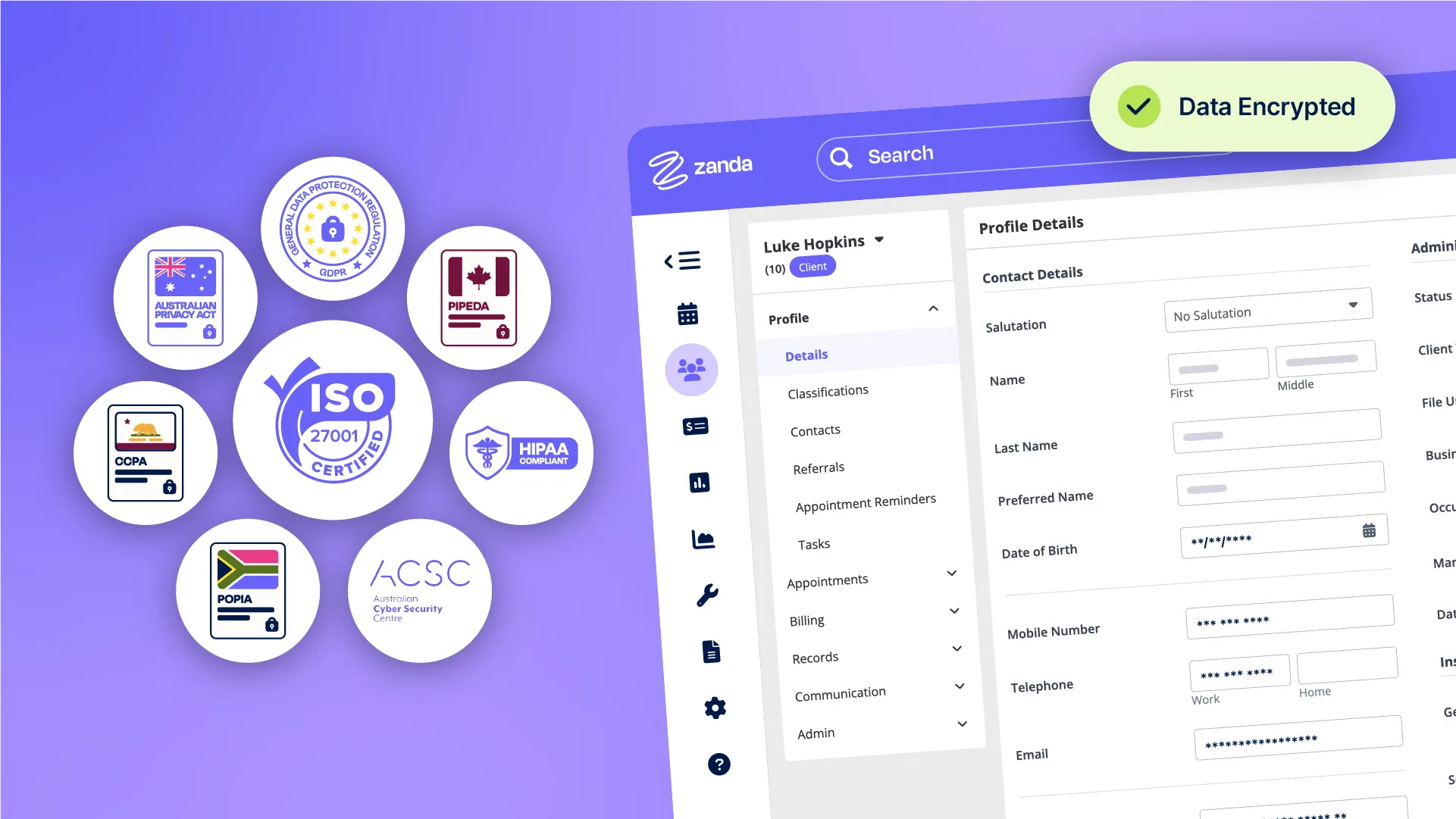 Zanda Security & privacy screenshot