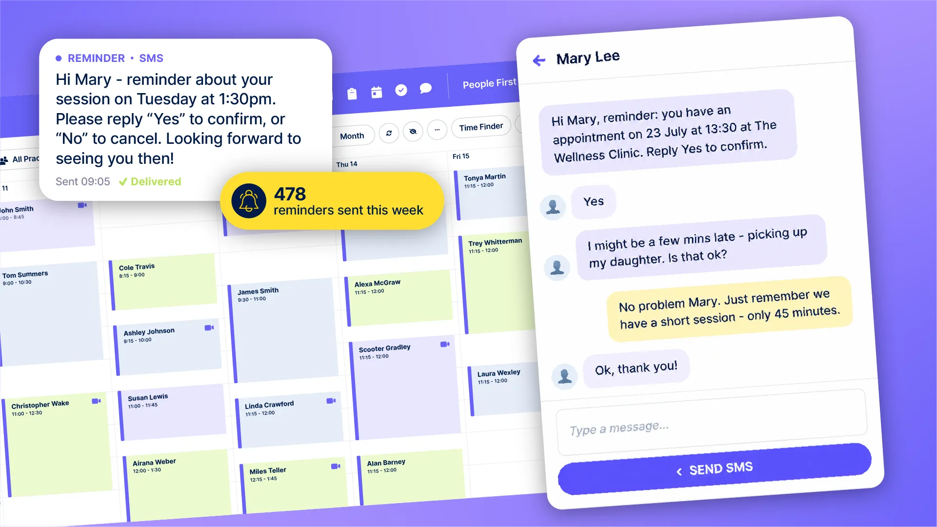 Zanda SMS & email communication screenshot
