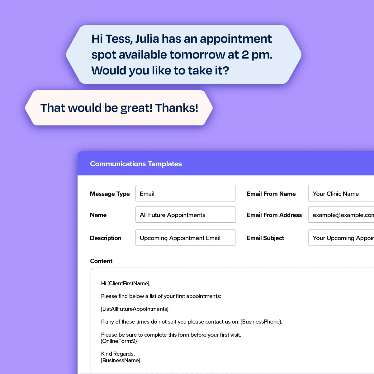 Automated SMS & email appointment reminders