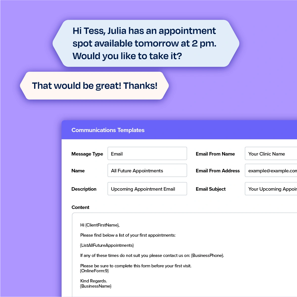 Automated SMS & email appointment reminders