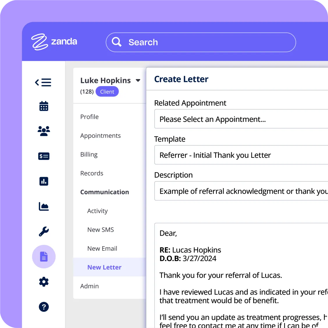 Zanda's library of pre-built, brandable form templates