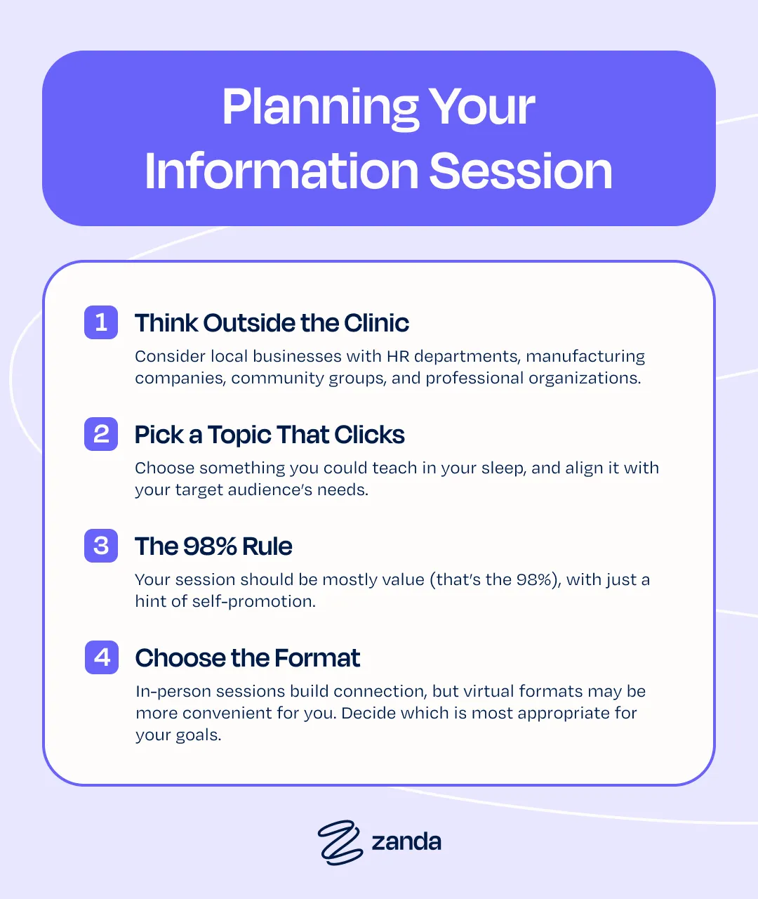 Planning your information session