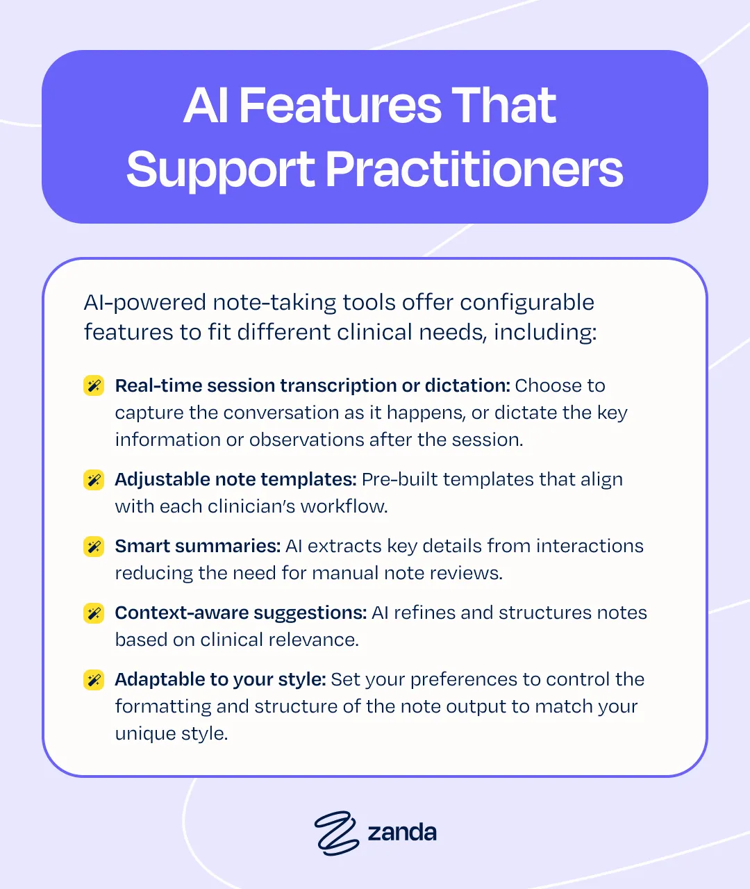 AI features that support practitioners