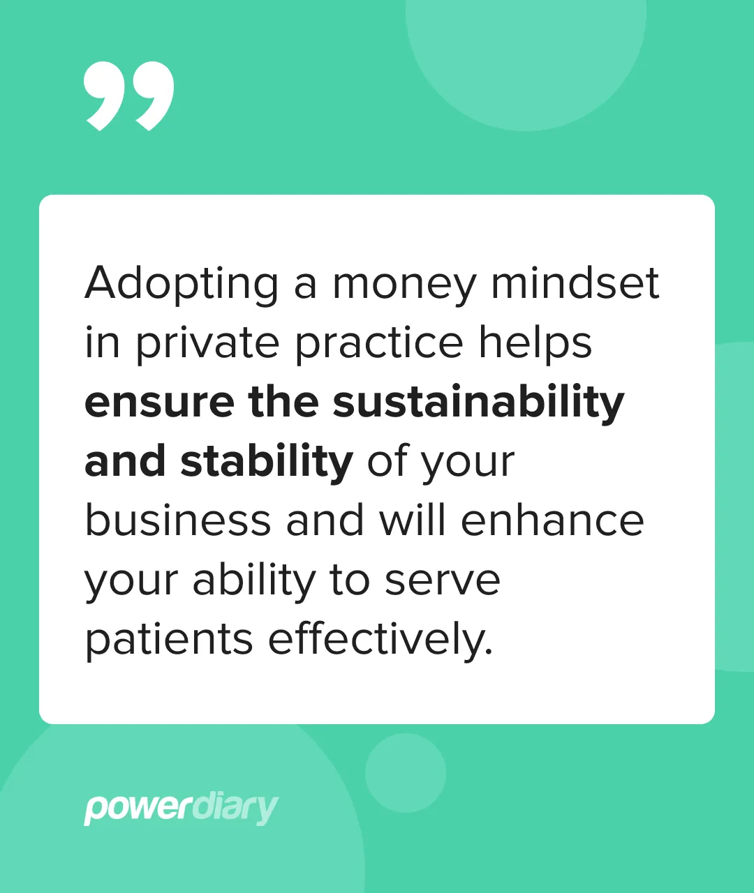 Adopting a money mindset in private practice