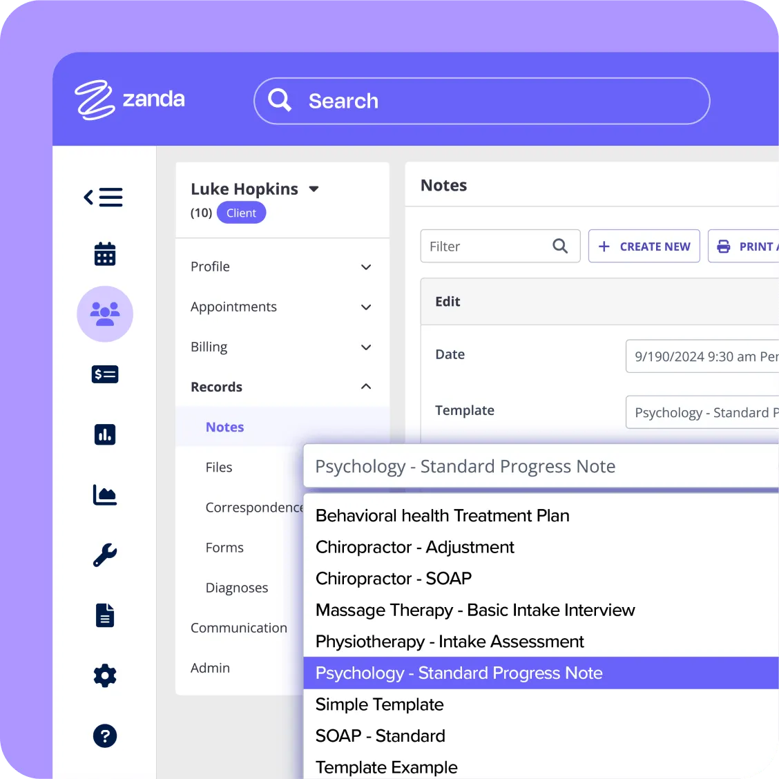Integrated clinical notes and task management in Zanda