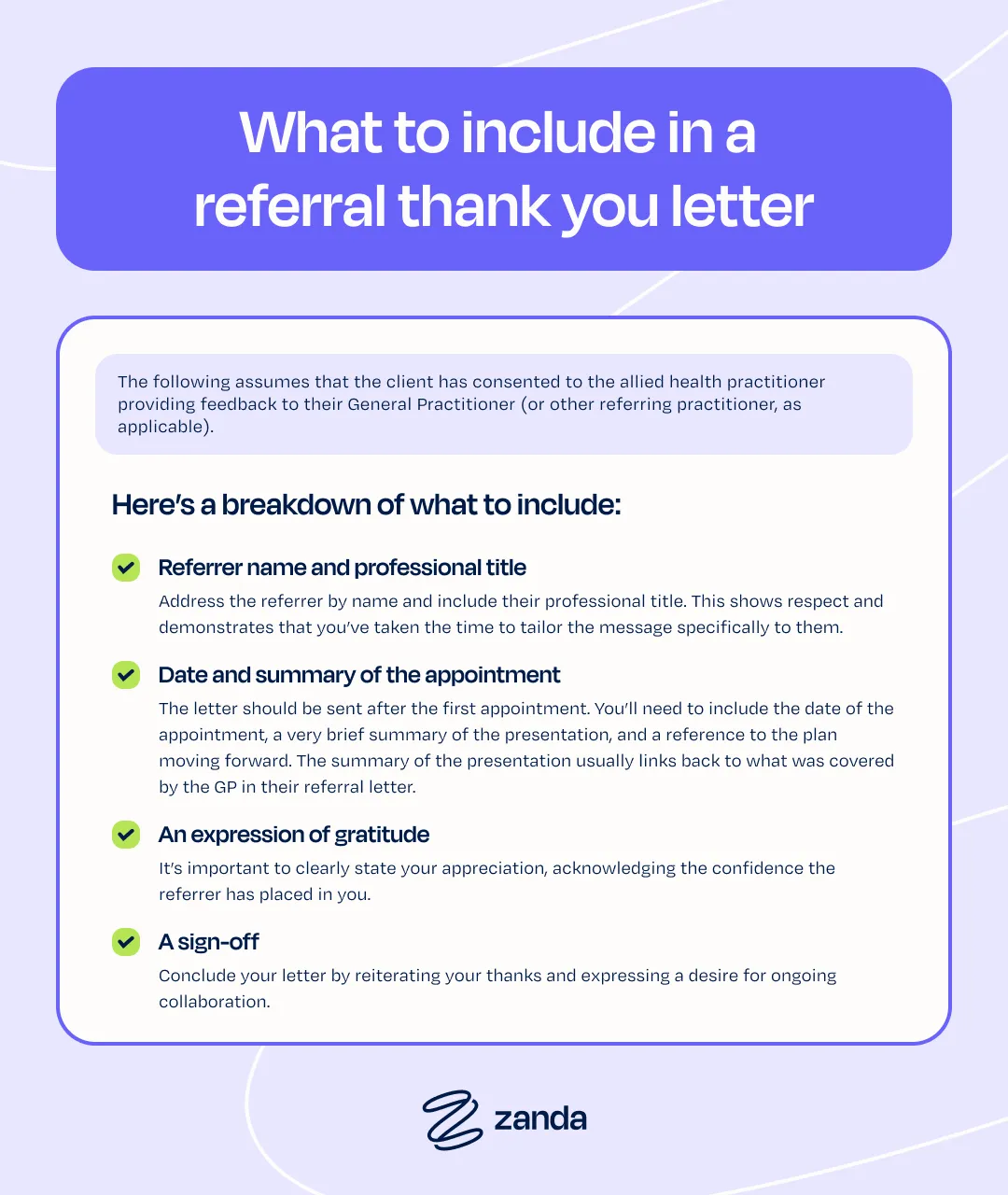 What to include in a referral thank you letter